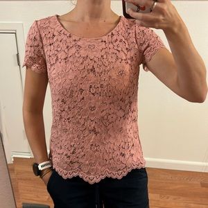 Talbots pink lace top